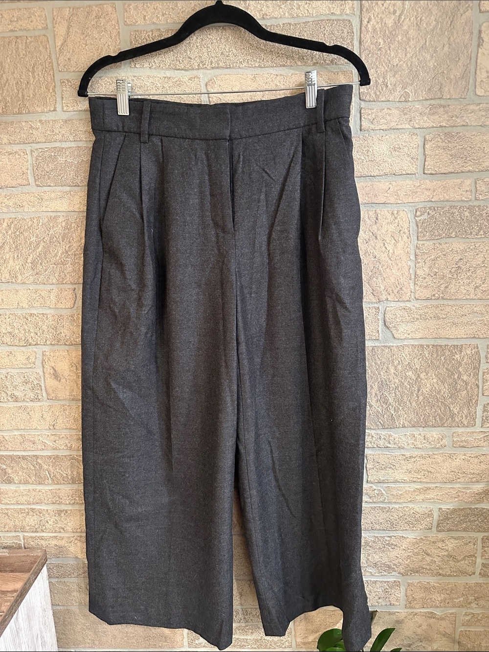 J.Crew Crop Wide Leg Flannel pleated 100% Wool Pants Trousers size 4 - Picture 2 of 8